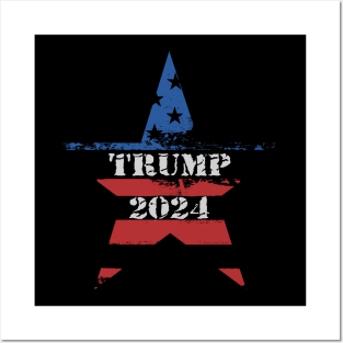 TRUMP 2024 Big Star Red White and Blue Design Posters and Art